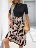 Perfee Tied Printed Mock Neck Short Sleeve Dress sold by Charming Charlie