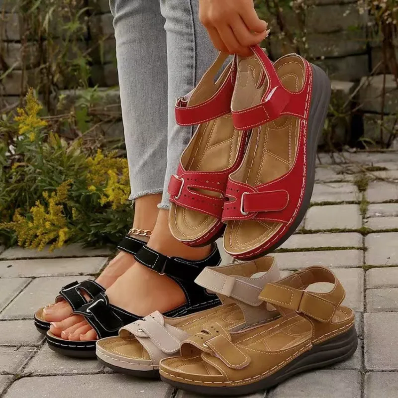 PU Leather Wedge Buckle Sandals sold by Charming Charlie