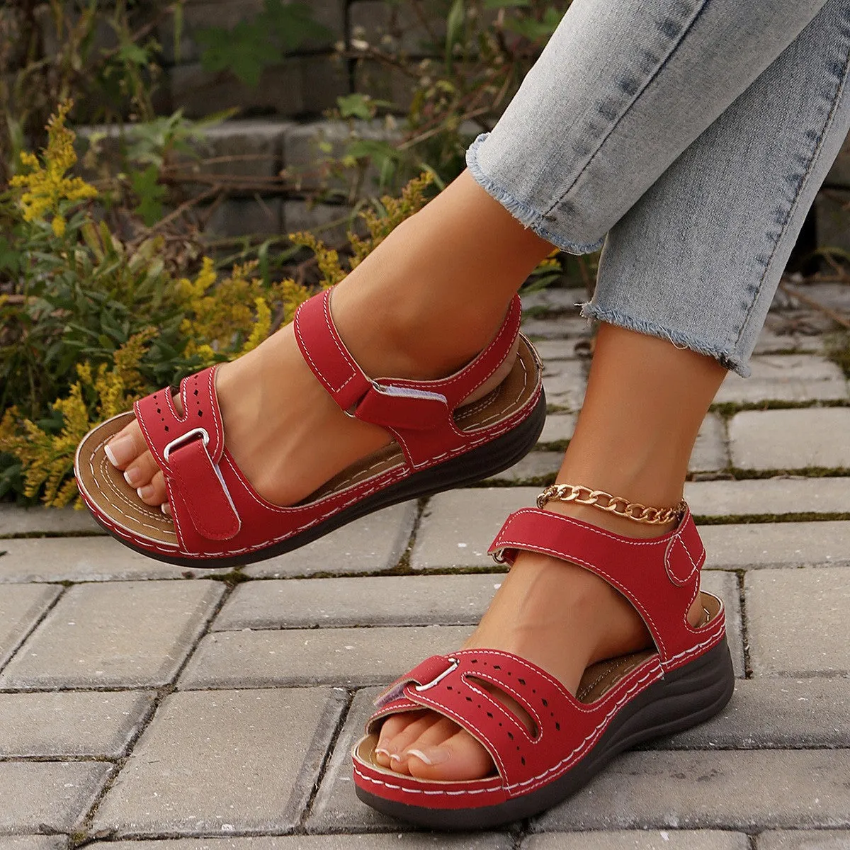 PU Leather Wedge Buckle Sandals sold by Charming Charlie product image thumbnail 3