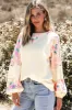 Printed Round Neck Balloon Sleeve Sweatshirt sold by Charming Charlie