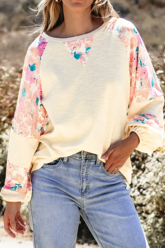 Printed Round Neck Balloon Sleeve Sweatshirt sold by Charming Charlie