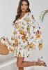 Printed V-Neck Flare Sleeve Mini Dress sold by Charming Charlie