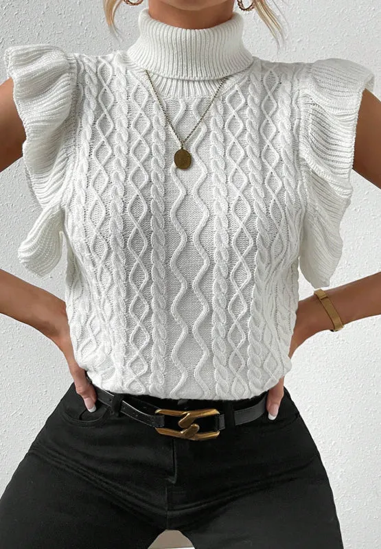 Cable-Knit Turtleneck Cap Sleeve Sweater sold by Charming Charlie product image thumbnail 3