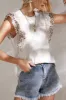 Oh Full Size Ruffled Round Neck Cap Sleeve Top sold by Charming Charlie