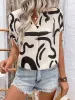 Perfee Printed Notched Half Sleeve Blouse sold by Charming Charlie