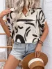 Perfee Printed Notched Half Sleeve Blouse sold by Charming Charlie