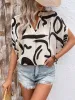 Perfee Printed Notched Half Sleeve Blouse sold by Charming Charlie