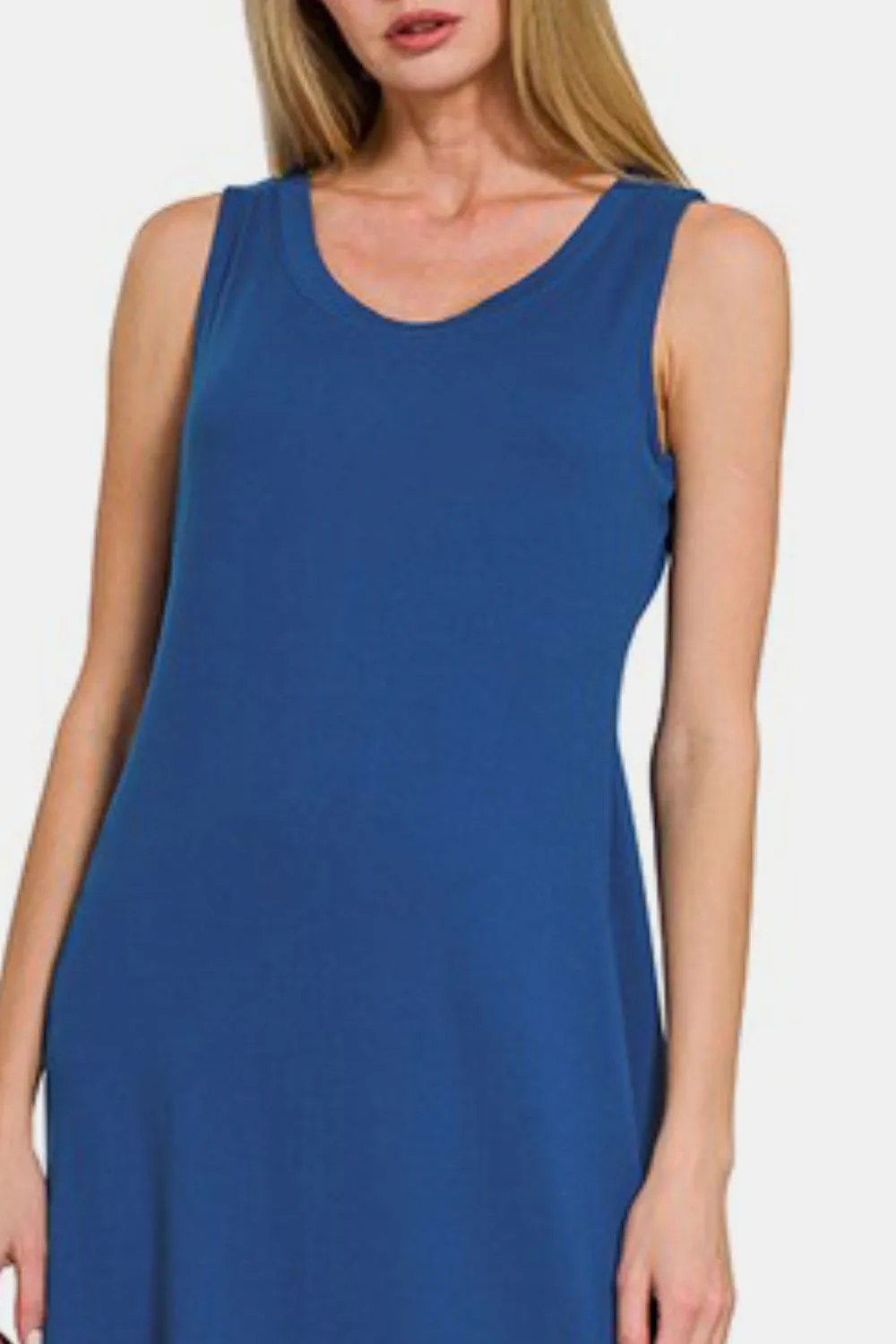 Zenana Scoop Neck Wide Strap Tank Dress sold by Charming Charlie product image thumbnail 3