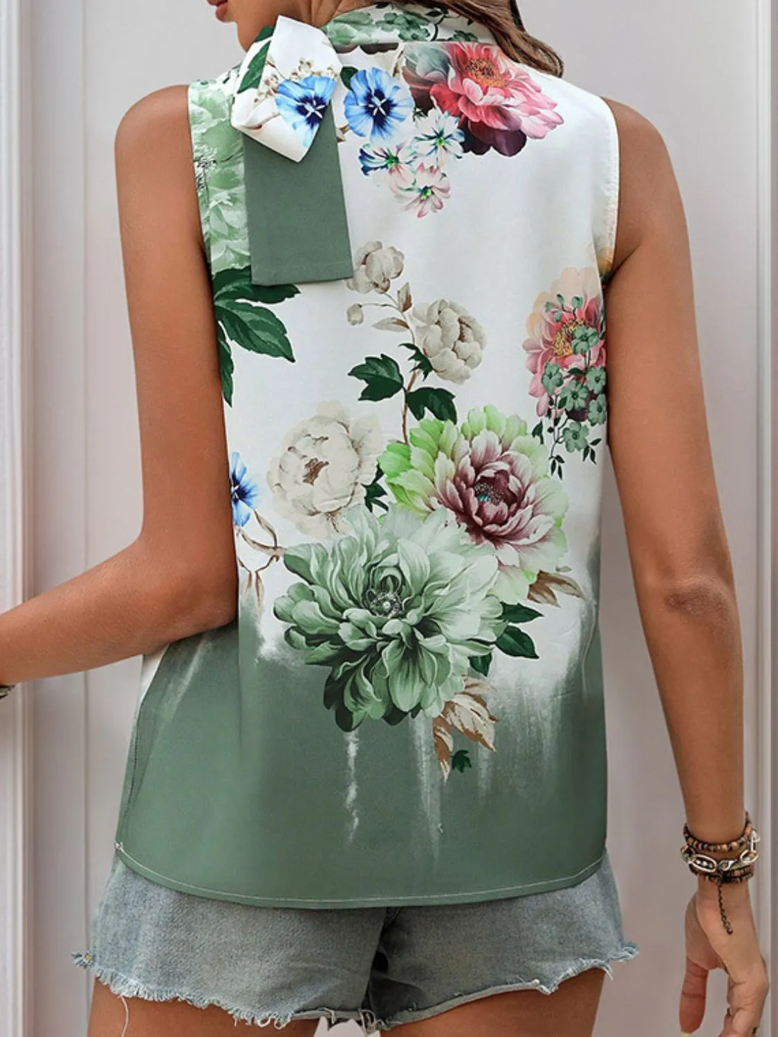 Tied Flower Printed Mock Neck Top sold by Charming Charlie product image thumbnail 2