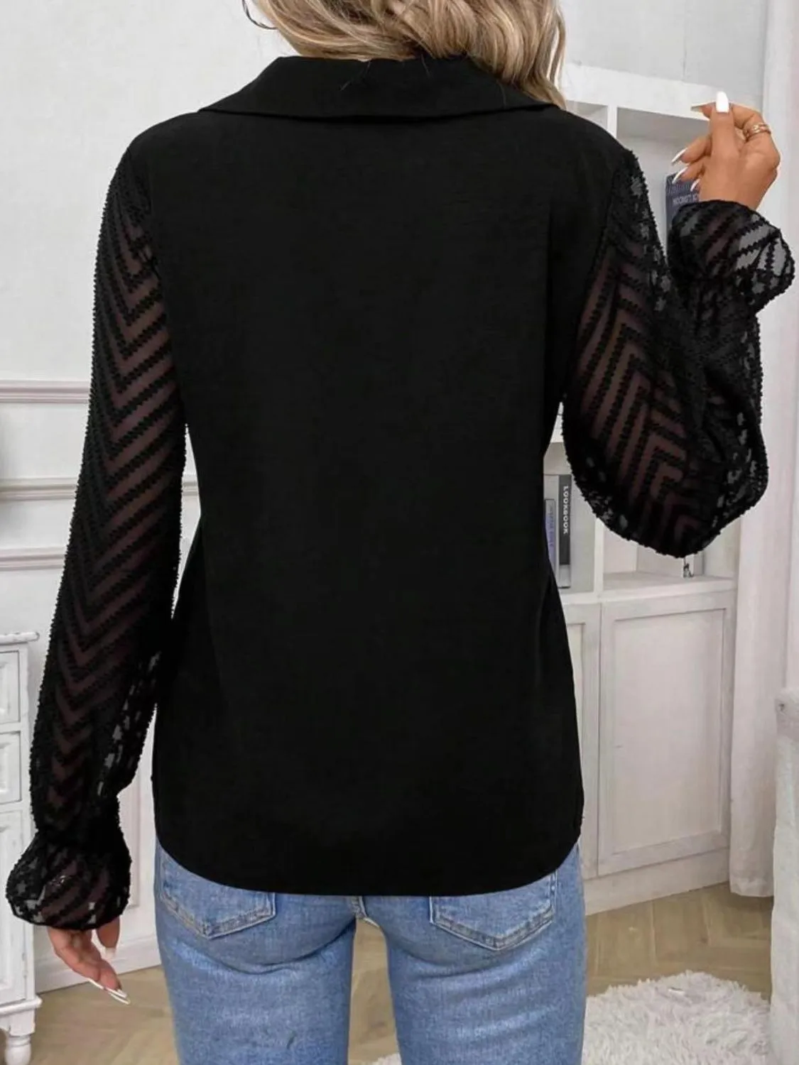 V-Neck Flounce Sleeve Blouse sold by Charming Charlie product image thumbnail 4