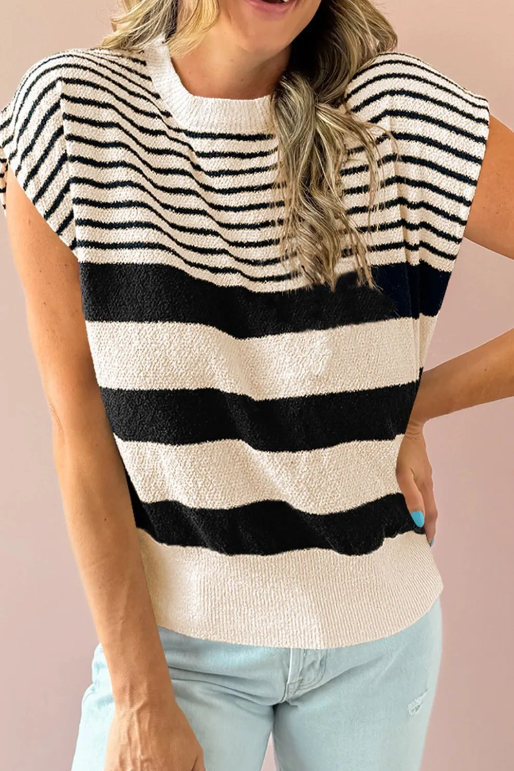 Striped Round Neck Sweater Vest sold by Charming Charlie