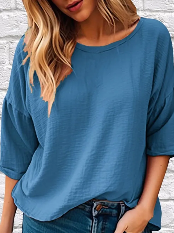 Full Size Round Neck Half Sleeve T-Shirt Plus Size sold by Charming Charlie