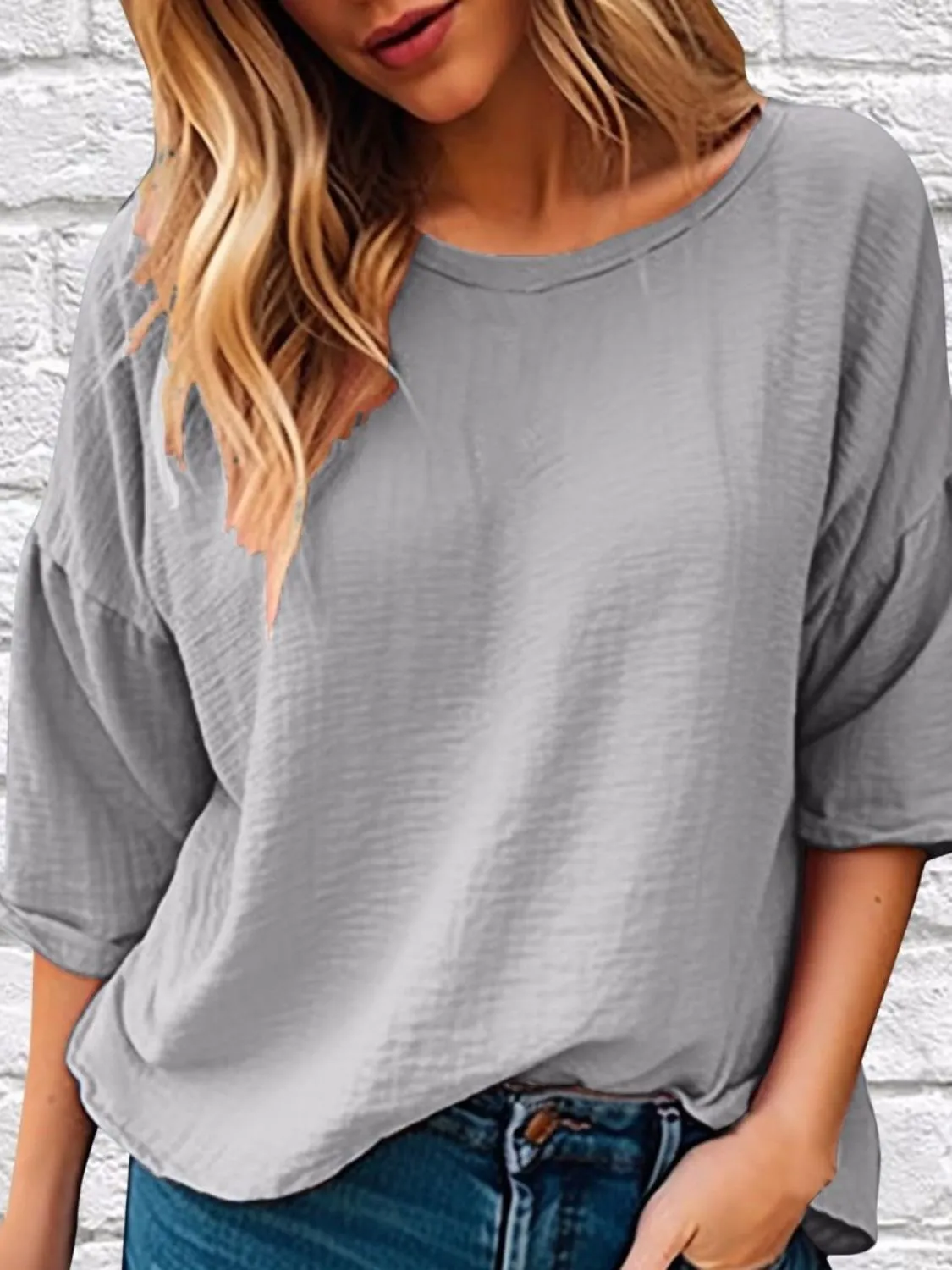 Full Size Round Neck Half Sleeve T-Shirt Plus Size sold by Charming Charlie product image thumbnail 5