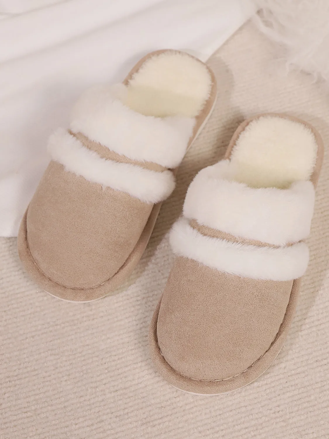 Contrast Faux Fur Round Toe Slippers sold by Charming Charlie product image thumbnail 5