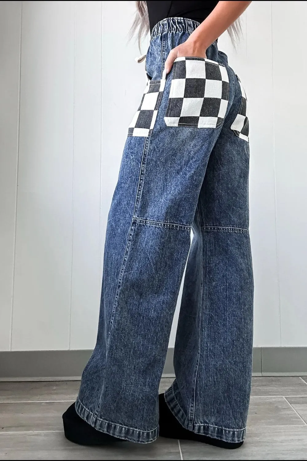 Checkered Wide Leg Jeans sold by Charming Charlie product image thumbnail 2