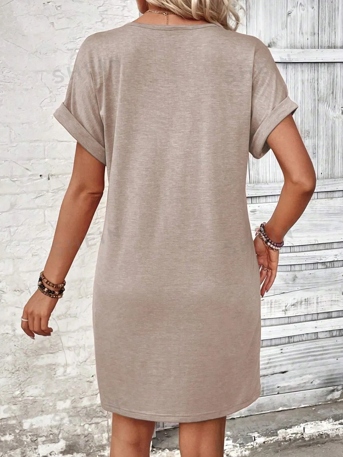 Quarter Button V-Neck Short Sleeve Dress sold by Charming Charlie product image thumbnail 2