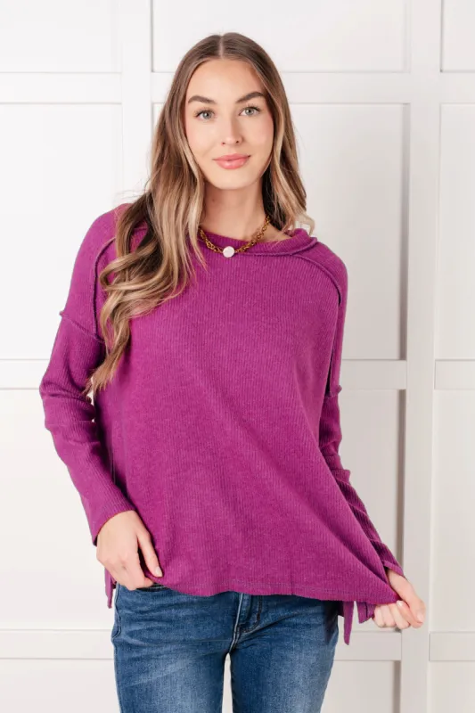Simply Basic Ribbed Hacci Sweater in Light Plum sold by Charming Charlie