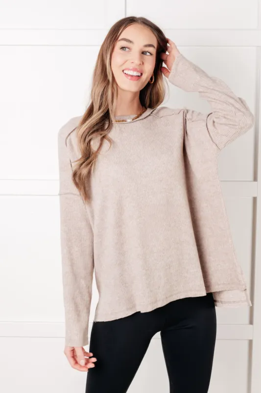 Simply Basic Ribbed Hacci Sweater in H Mocha sold by Charming Charlie