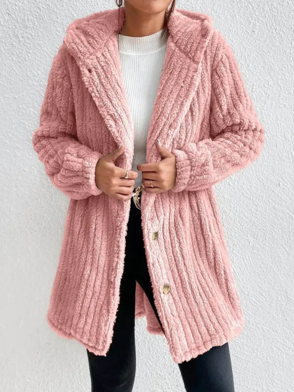 Teddy coat with hood sold by Charming Charlie