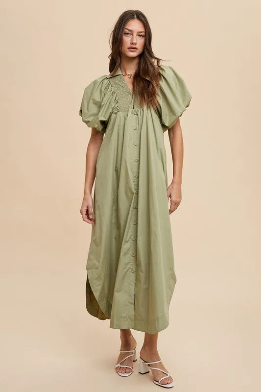 Annie Wear Smocked Puff Sleeve Midi Dress sold by Charming Charlie product image thumbnail 3