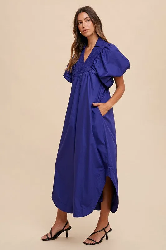 Annie Wear Smocked Puff Sleeve Midi Dress sold by Charming Charlie product image thumbnail 2