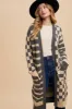 Annie Wear Checkered & Striped Open Front Long Sleeve Cardigan sold by Charming Charlie