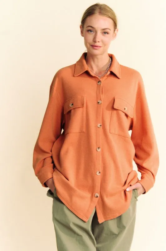 Davi & Dani Waffle-Knit Button Down Shirt sold by Charming Charlie
