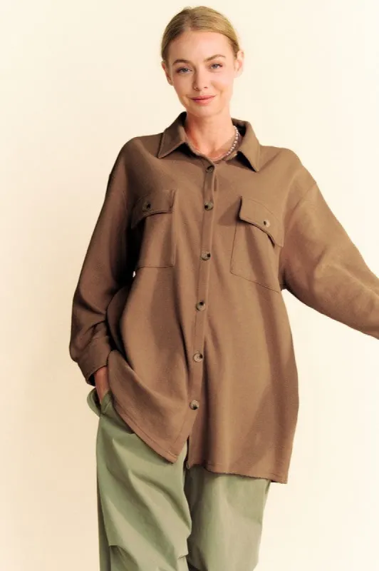 Davi & Dani Waffle-Knit Button Down Shirt sold by Charming Charlie