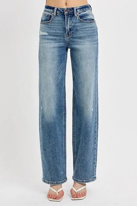 RISEN Full Size Distressed Wide Leg Jeans Plus Size sold by Charming Charlie