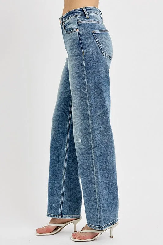 RISEN Full Size Distressed Wide Leg Jeans Plus Size sold by Charming Charlie product image thumbnail 2