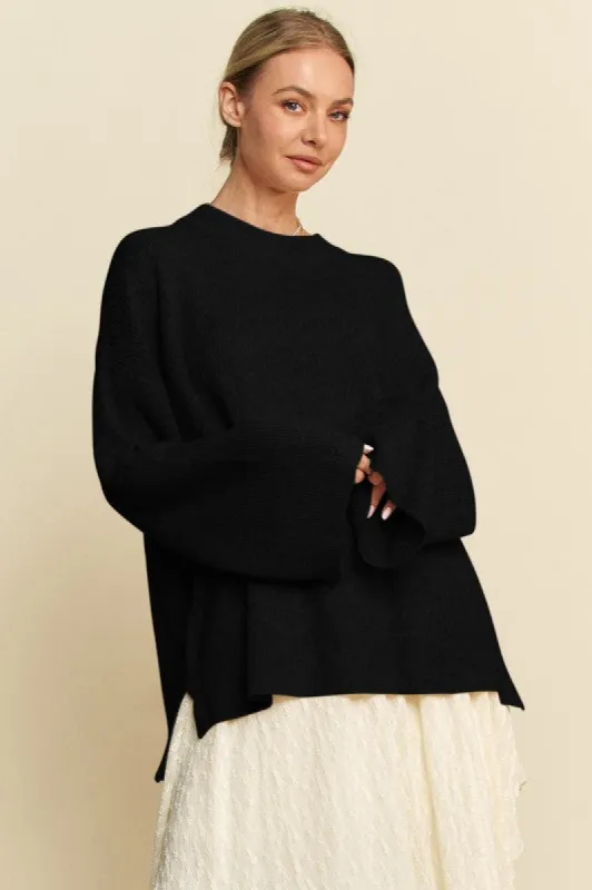 Davi & Dani High-Low Round Neck Drop Shoulder Sweater sold by Charming Charlie