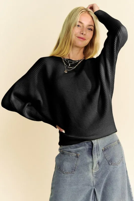 Davi & Dani Round Neck Batwing Sleeve Sweater sold by Charming Charlie