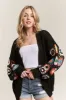 ADORA Full Size Contrast Crochet Open Front Long Sleeve Cardigan Plus Size sold by Charming Charlie