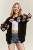 ADORA Full Size Contrast Crochet Open Front Long Sleeve Cardigan Plus Size sold by Charming Charlie