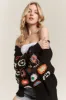 ADORA Full Size Contrast Crochet Open Front Long Sleeve Cardigan Plus Size sold by Charming Charlie