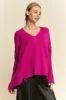 Davi & Dani Ribbed Side Slit V-Neck Sweater sold by Charming Charlie