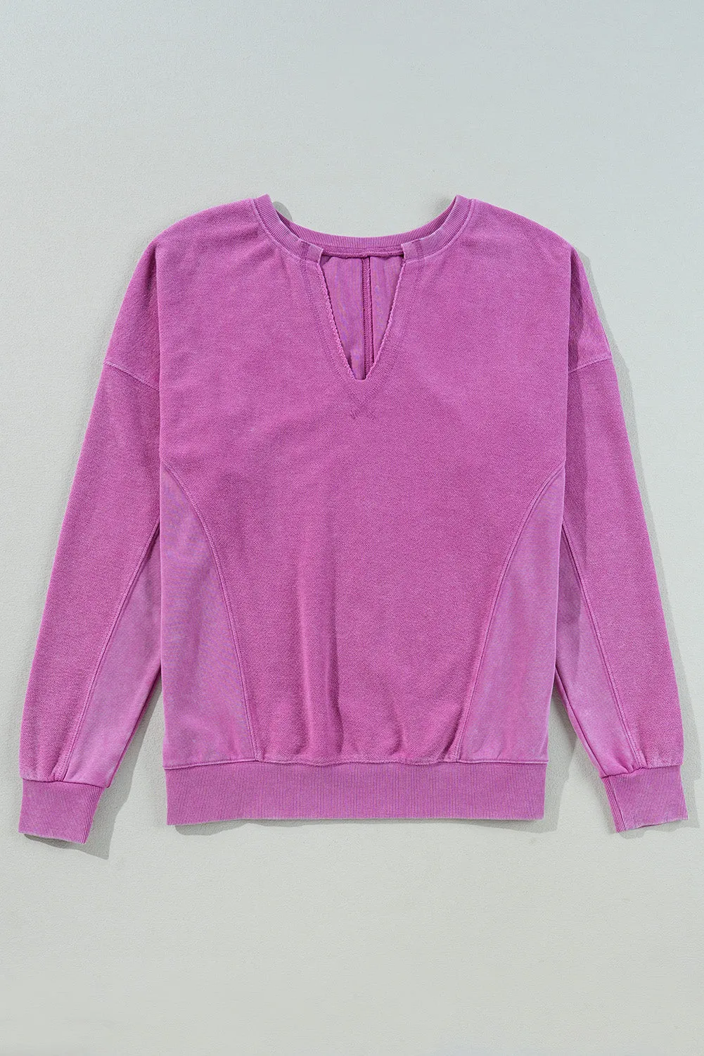Notched Drop Shoulder Long Sleeve Sweatshirt sold by Charming Charlie product image thumbnail 4