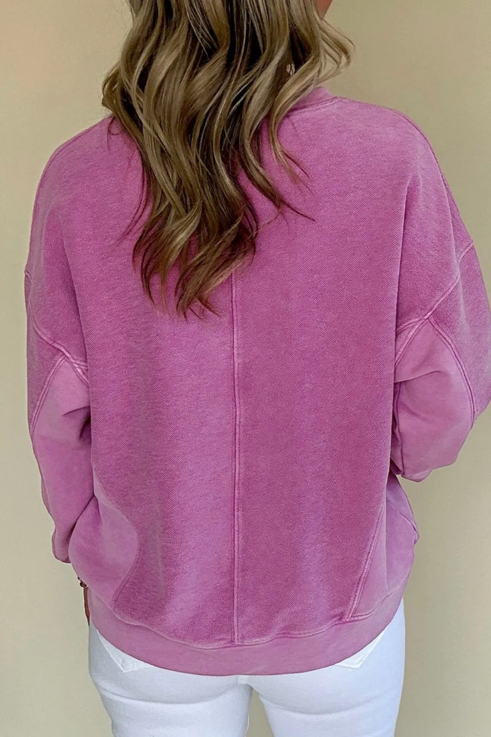 Notched Drop Shoulder Long Sleeve Sweatshirt sold by Charming Charlie product image thumbnail 2