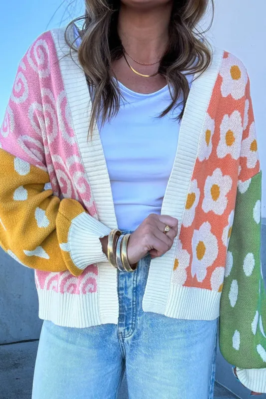 Flower & Dotted Mixed Open Front Cardigan sold by Charming Charlie
