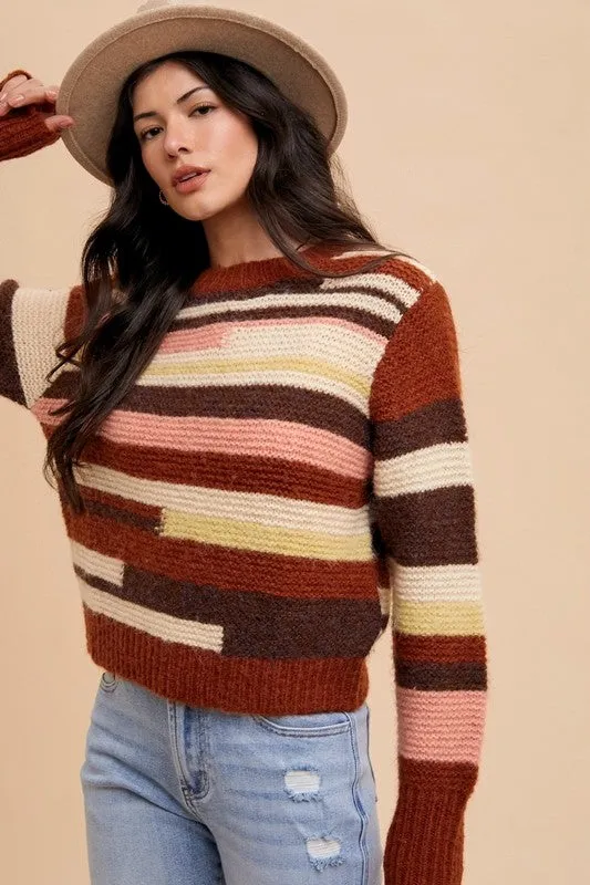 Annie Wear Color Block Round Neck Long Sleeve Sweater sold by Charming Charlie product image thumbnail 4