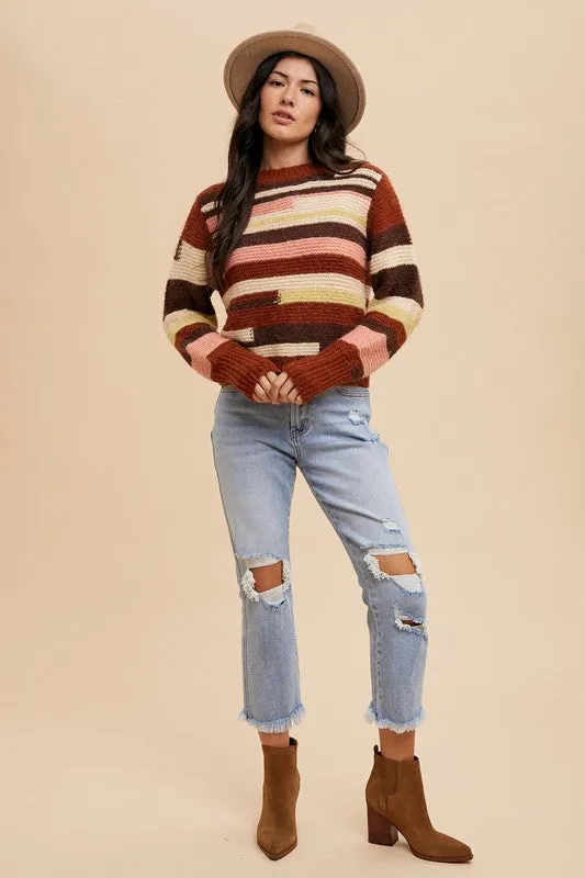 Annie Wear Color Block Round Neck Long Sleeve Sweater sold by Charming Charlie product image thumbnail 5