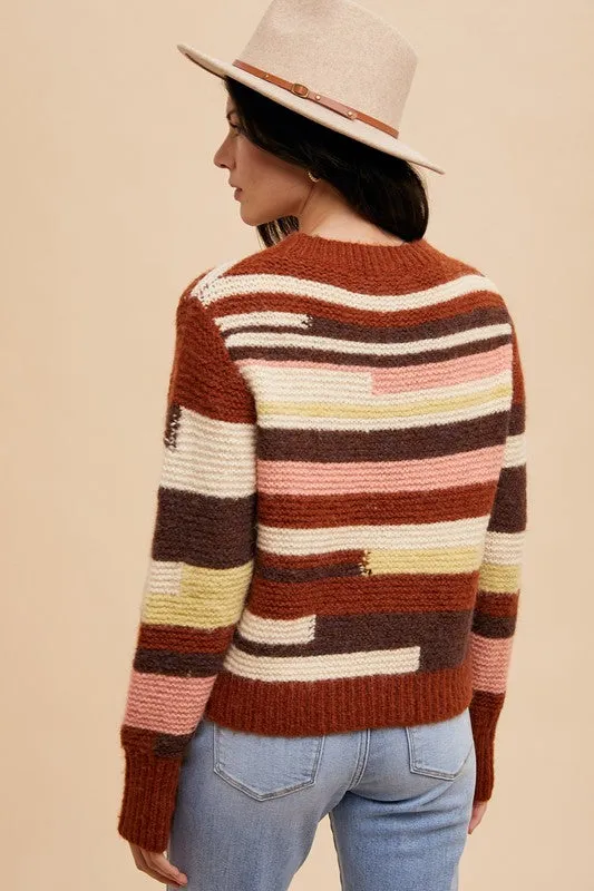 Annie Wear Color Block Round Neck Long Sleeve Sweater sold by Charming Charlie product image thumbnail 2