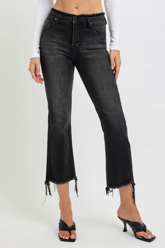 RISEN Full Size Raw Hem Cropped Flare Jeans Plus Size sold by Charming Charlie