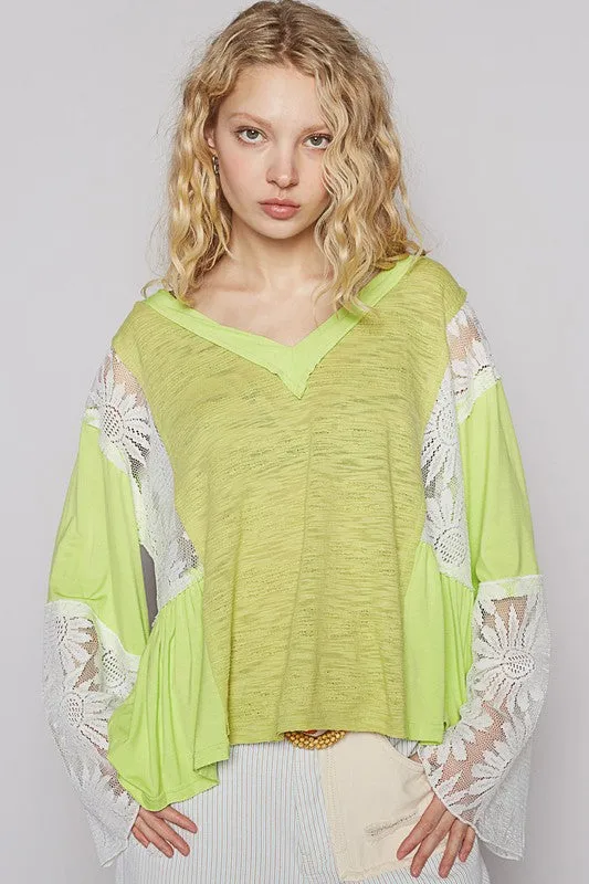 POL Lace Detail V-Neck Flare Sleeve Blouse sold by Charming Charlie product image thumbnail 4