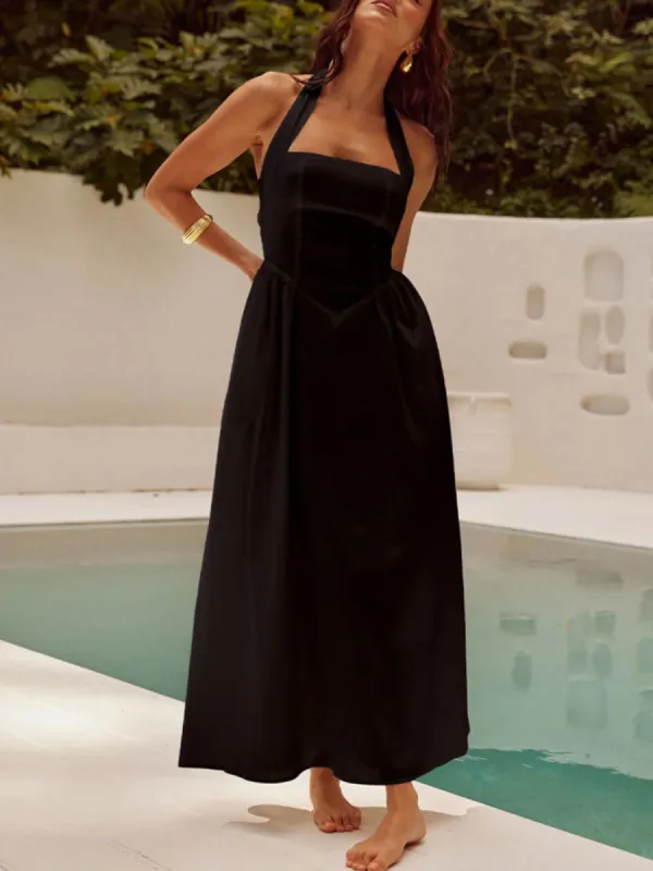 Devine Ruched Halter Neck Midi Dress sold by Charming Charlie