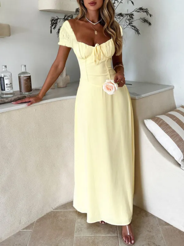 Devine Sweetheart Neck Short Sleeve Maxi Dress sold by Charming Charlie