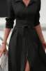 Collared Neck Long Sleeve Midi Shirt Dress sold by Charming Charlie