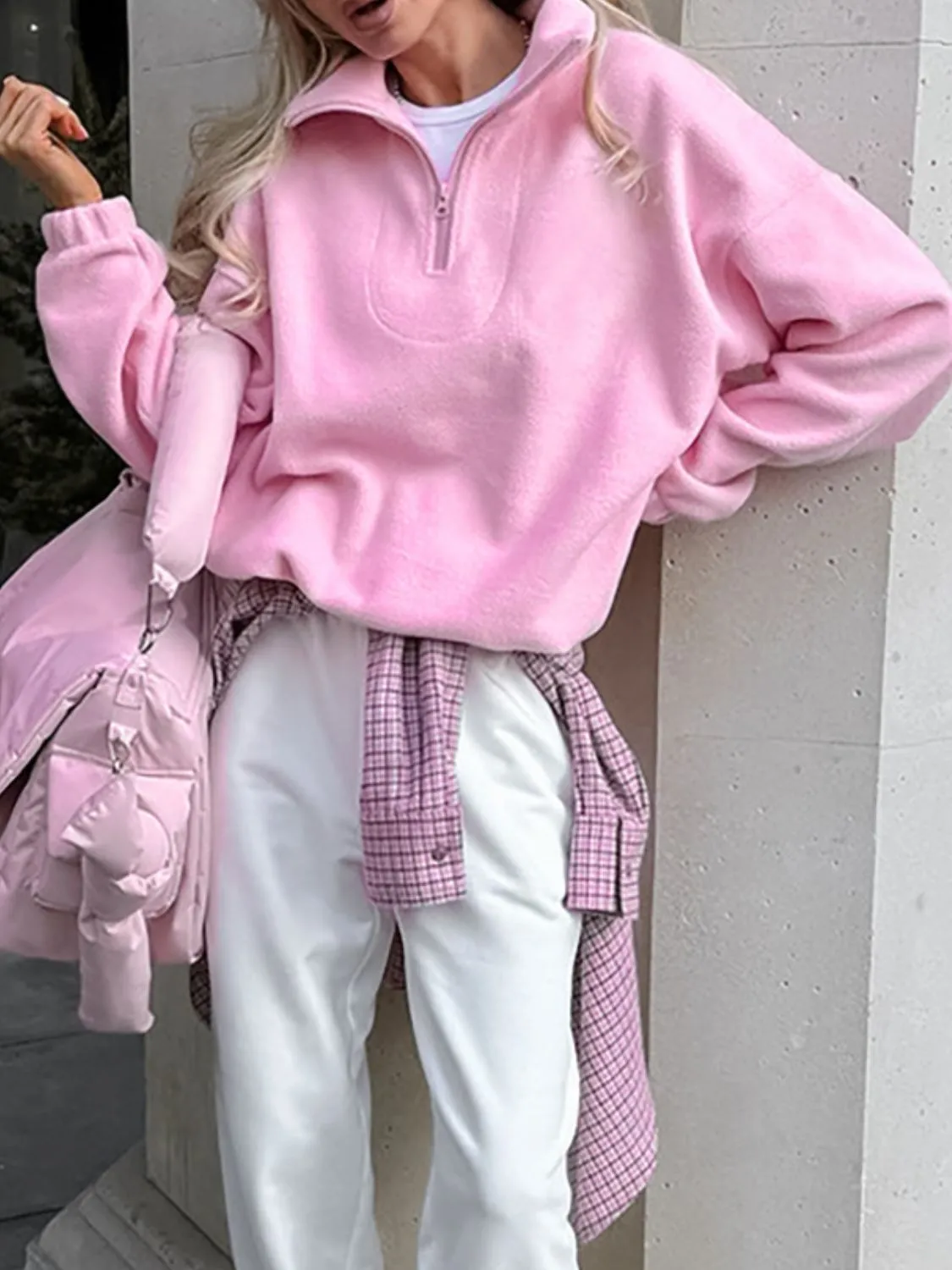 Quarter Zip Long Sleeve Sweatshirt sold by Charming Charlie product image thumbnail 4