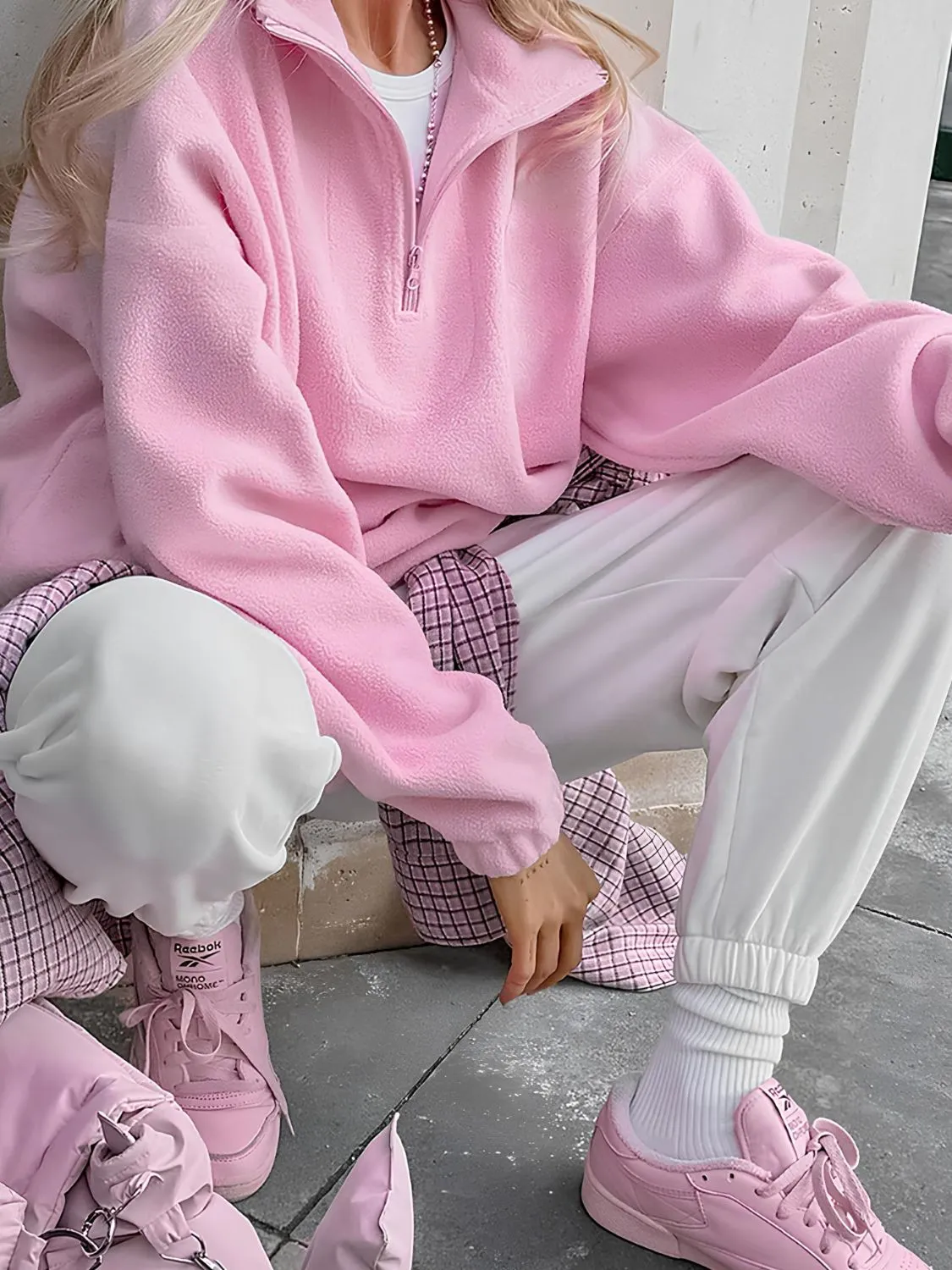 Quarter Zip Long Sleeve Sweatshirt sold by Charming Charlie product image thumbnail 2