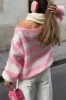 Contrast Striped Boat Neck Long Sleeve Sweater sold by Charming Charlie